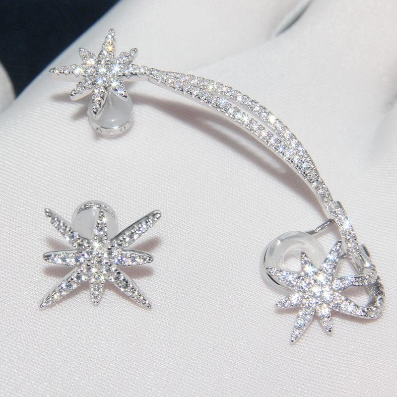أقراط مشبك أذن من الفضة الإسترليني على شكل نجمةEarringsمجوهرات ميون