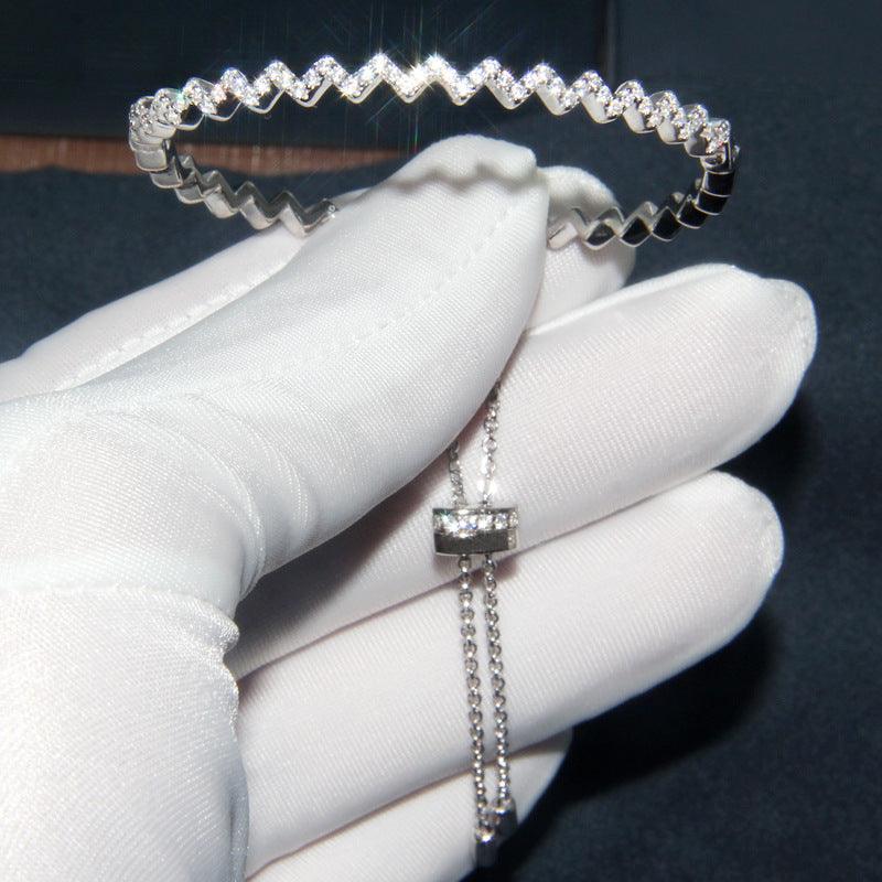 أسوار أمواج من الفضة والماس مطعمBraceletsمجوهرات ميون