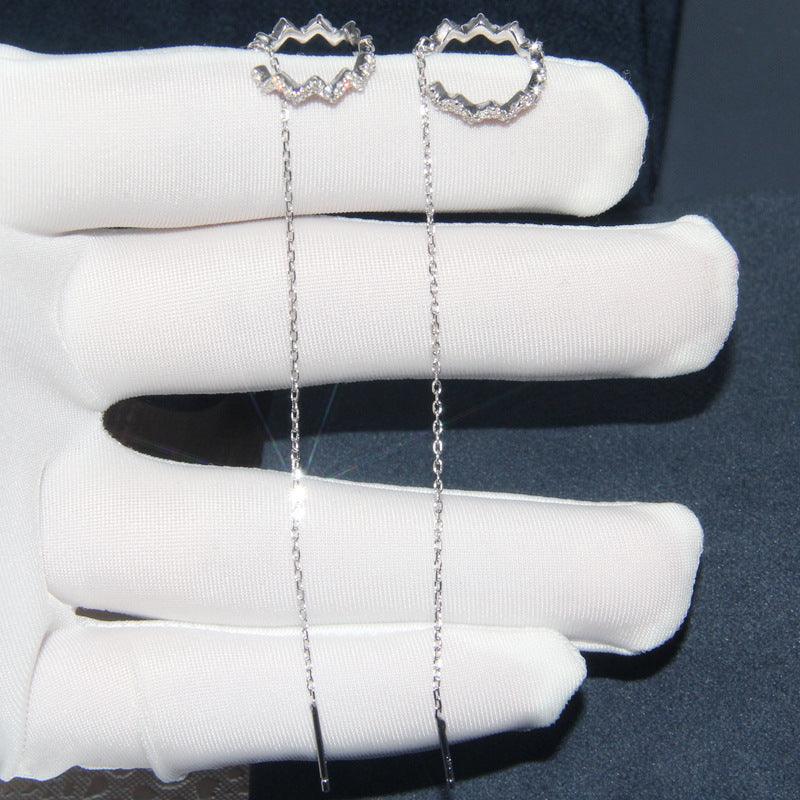 أقراط طويلة شكل موجة مائيةمرصع بالألماسEarringsمجوهرات ميون