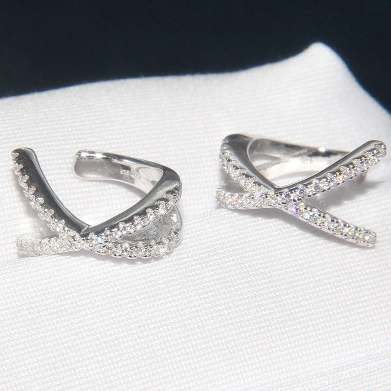 مشبك أذن بدون ثقب مرصع بالألماس قطعتينEarringsمجوهرات ميون