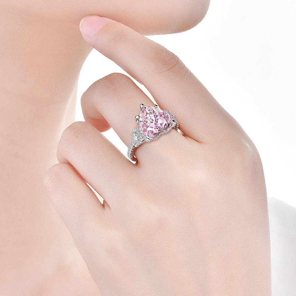 خاتم فضية عيار 925 وردي بشكل قلبRingsمجوهرات ميون