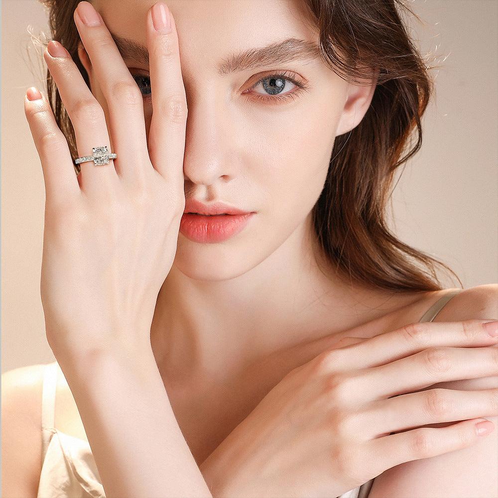 خاتم فضة الماس شكل مربعRingsمجوهرات ميون