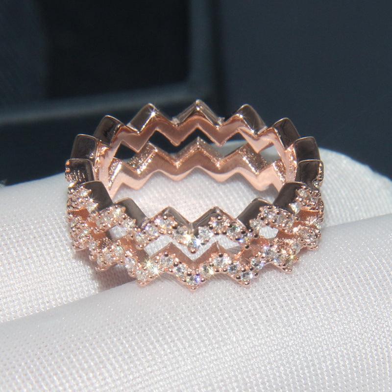خاتم نسائي مرصع بالألماس بطبقة مزدوجةRingsمجوهرات ميون