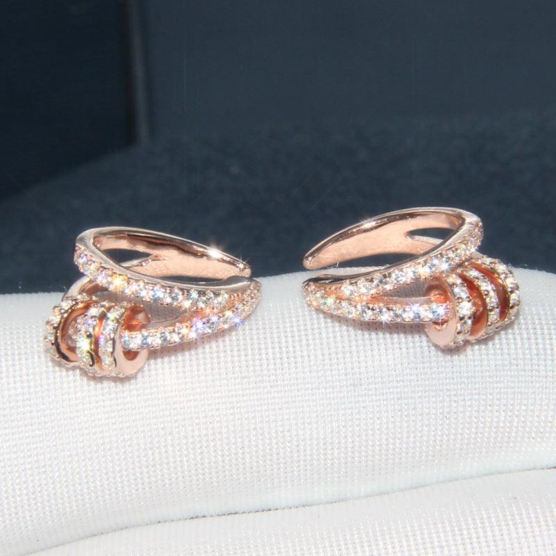 مشبك أذن متعدد الدوائر بدون فتحات أذن مرصعة بالماس  قطعتينEarringsمجوهرات ميون