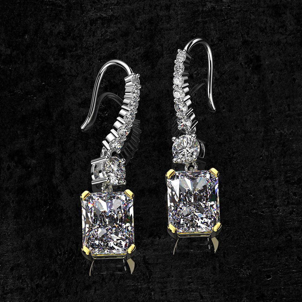 أقراط سلسلة الألماسيات مع قطعة مجوهره صفراءEarringsمجوهرات ميون