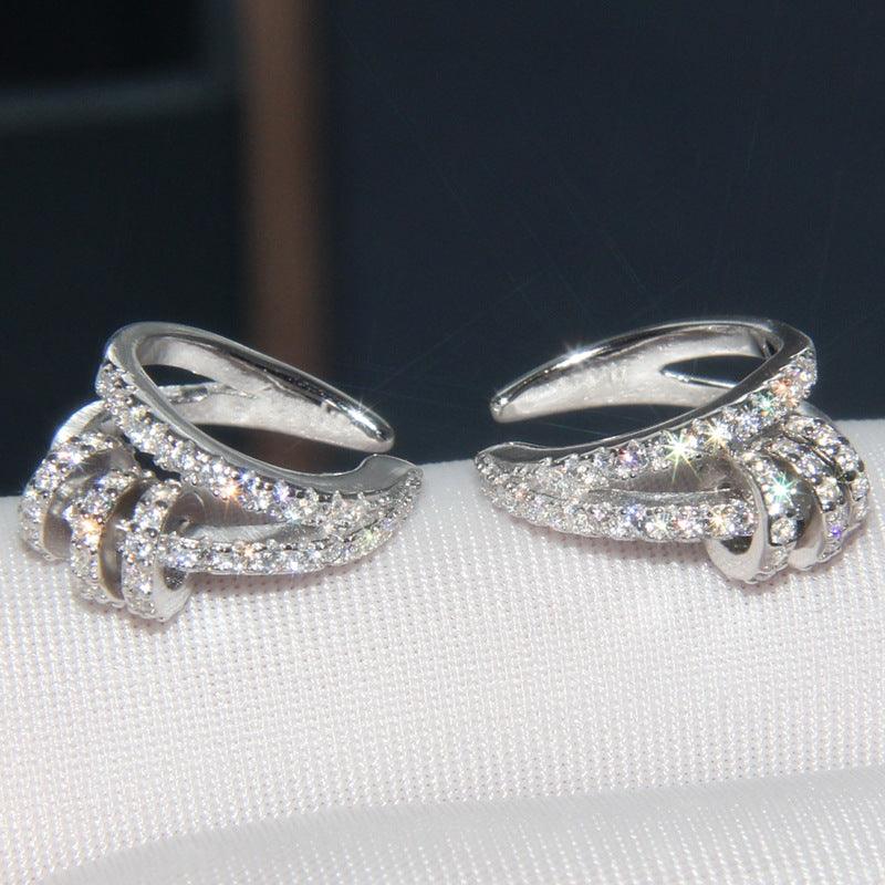 مشبك أذن متعدد الدوائر بدون فتحات أذن مرصعة بالماس  قطعتينEarringsمجوهرات ميون