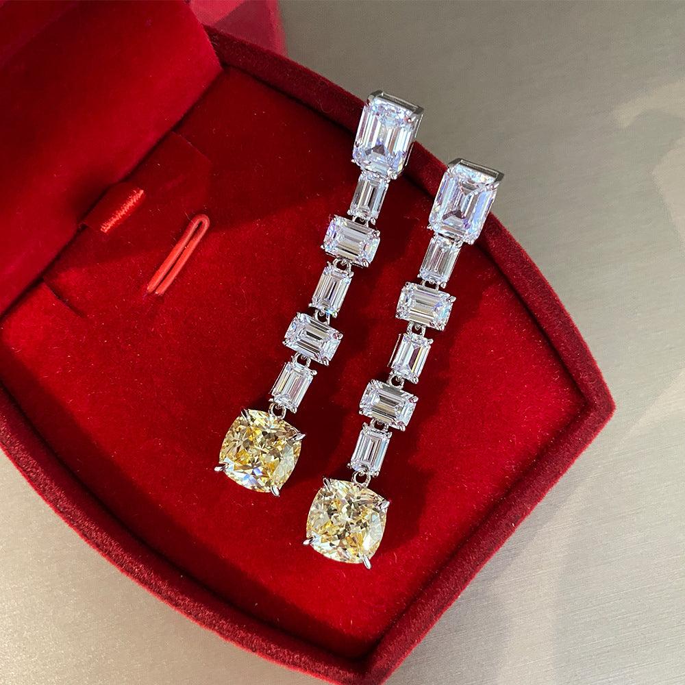 أقراط الماس الأصفر طويلةEarringsمجوهرات ميون