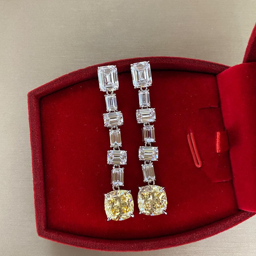 أقراط الماس الأصفر طويلةEarringsمجوهرات ميون