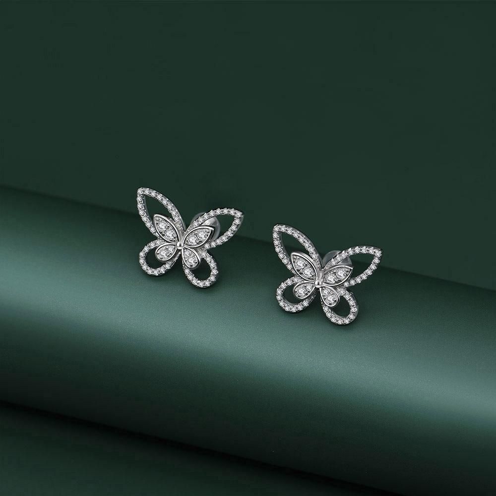 أقراط مرصعة بالألماس بشكل الفراشةEarringsمجوهرات ميون