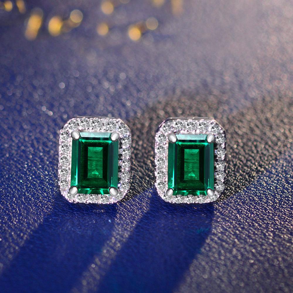 أقراط فضية ريترو الزمردEarringsمجوهرات ميون