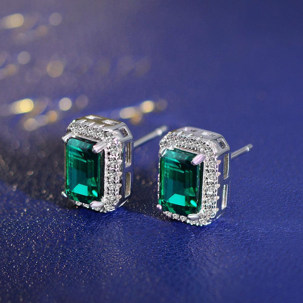 أقراط فضية ريترو الزمردEarringsمجوهرات ميون