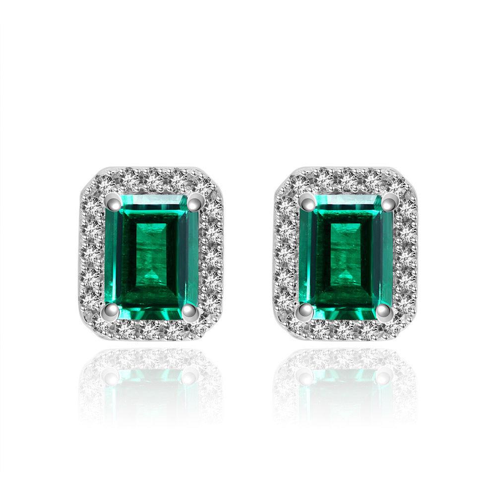 أقراط فضية ريترو الزمردEarringsمجوهرات ميون