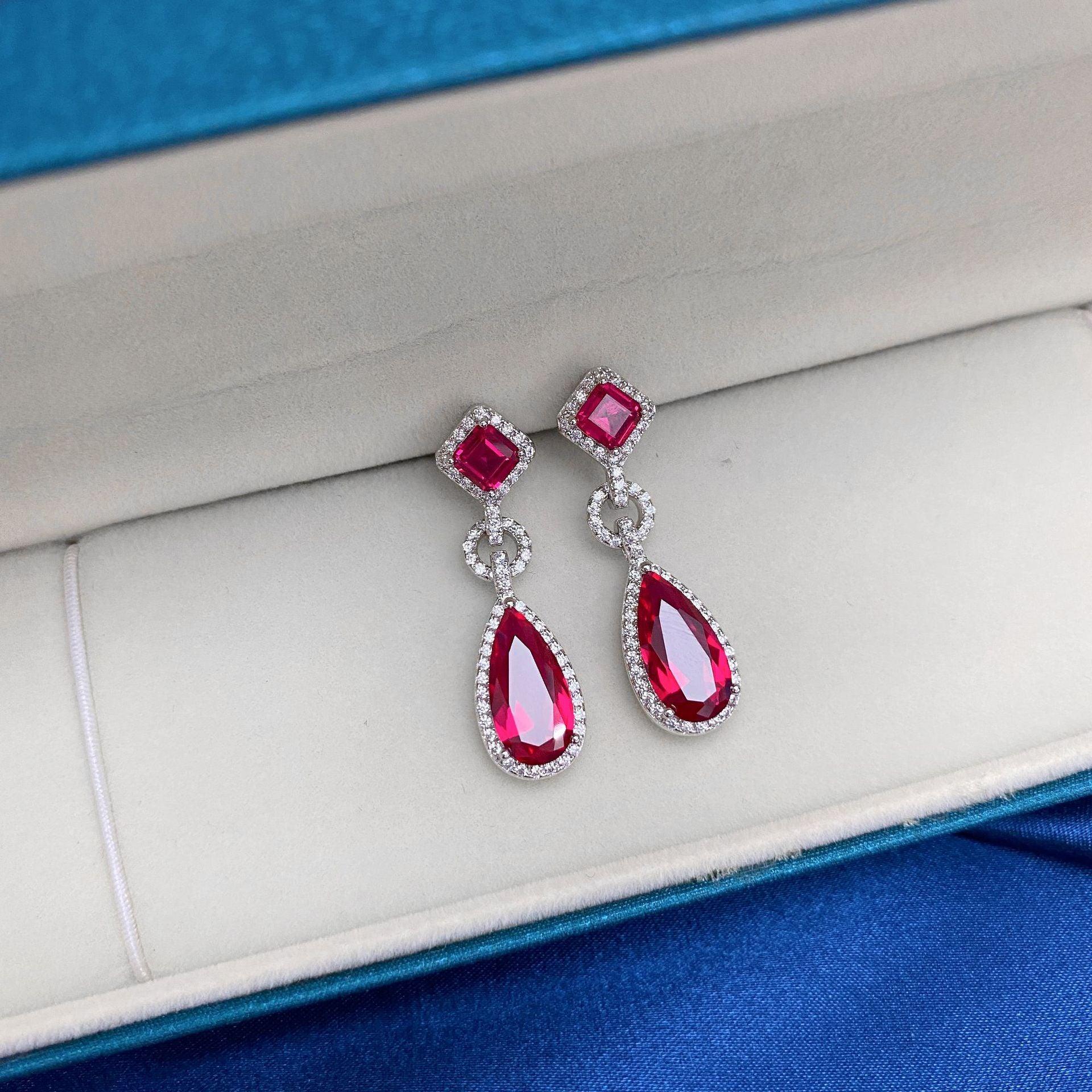 أقراط قطرة الياقوتEarringsمجوهرات ميون