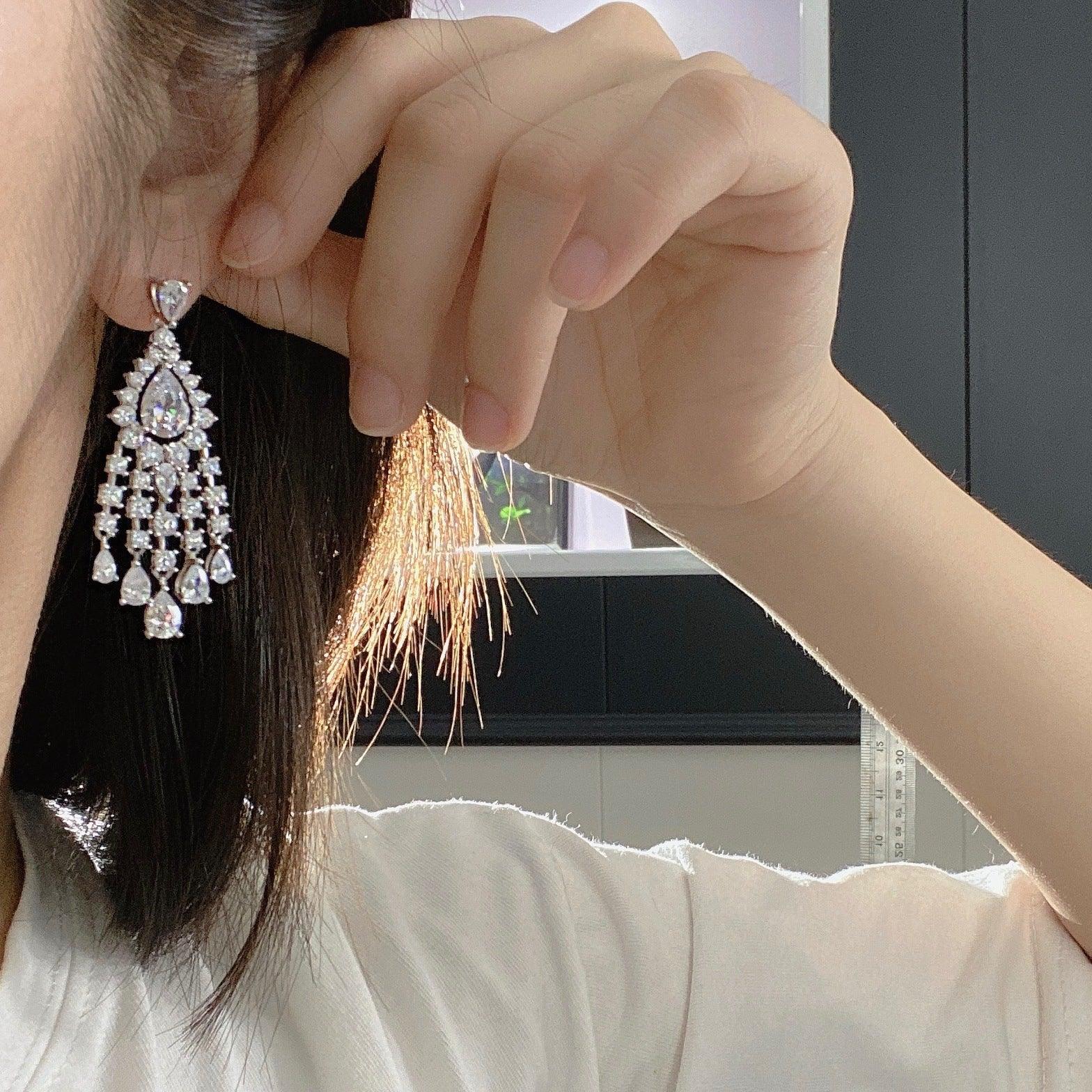 أقراط ماسية من الفضة الإسترلينيEarringsمجوهرات ميون