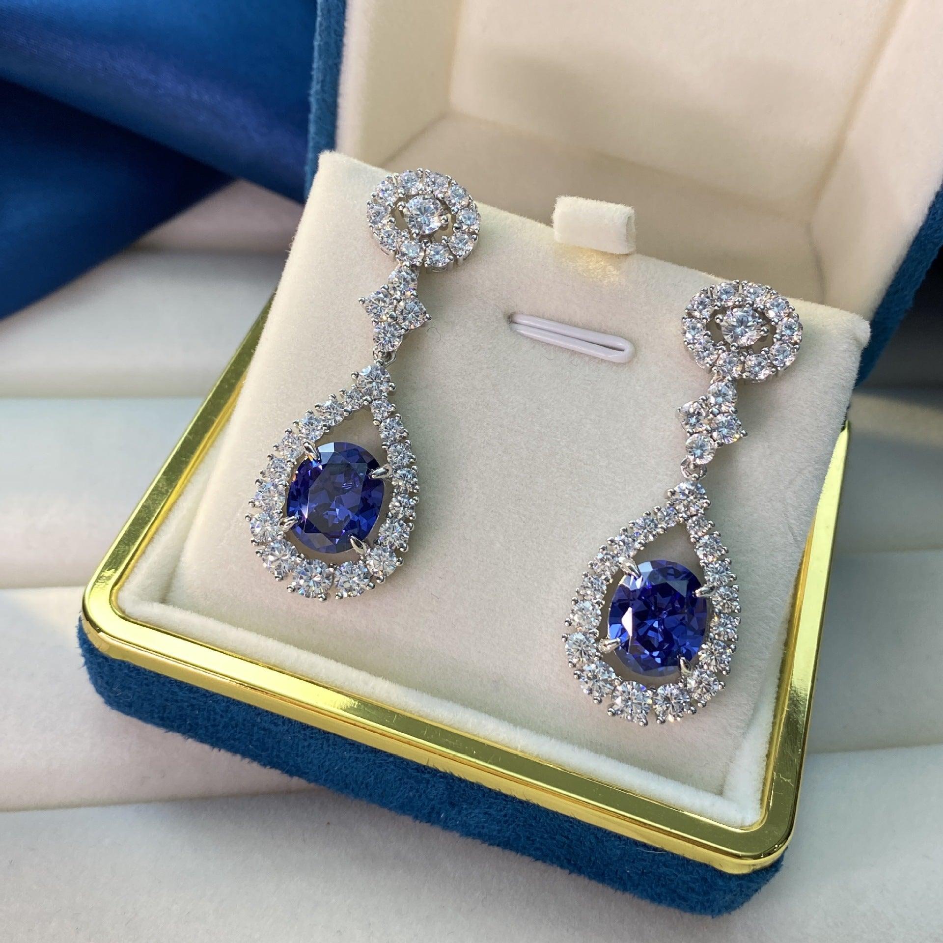 أقراط من الفضة الإسترليني الأزرق تنزانيتEarringsمجوهرات ميون