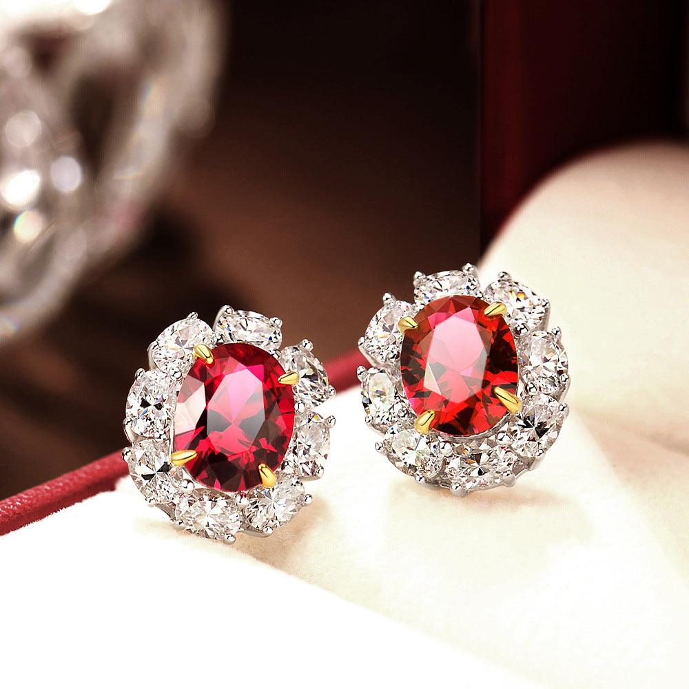 أقراط من الفضة الإسترليني من الياقوت الأحمرEarringsمجوهرات ميون