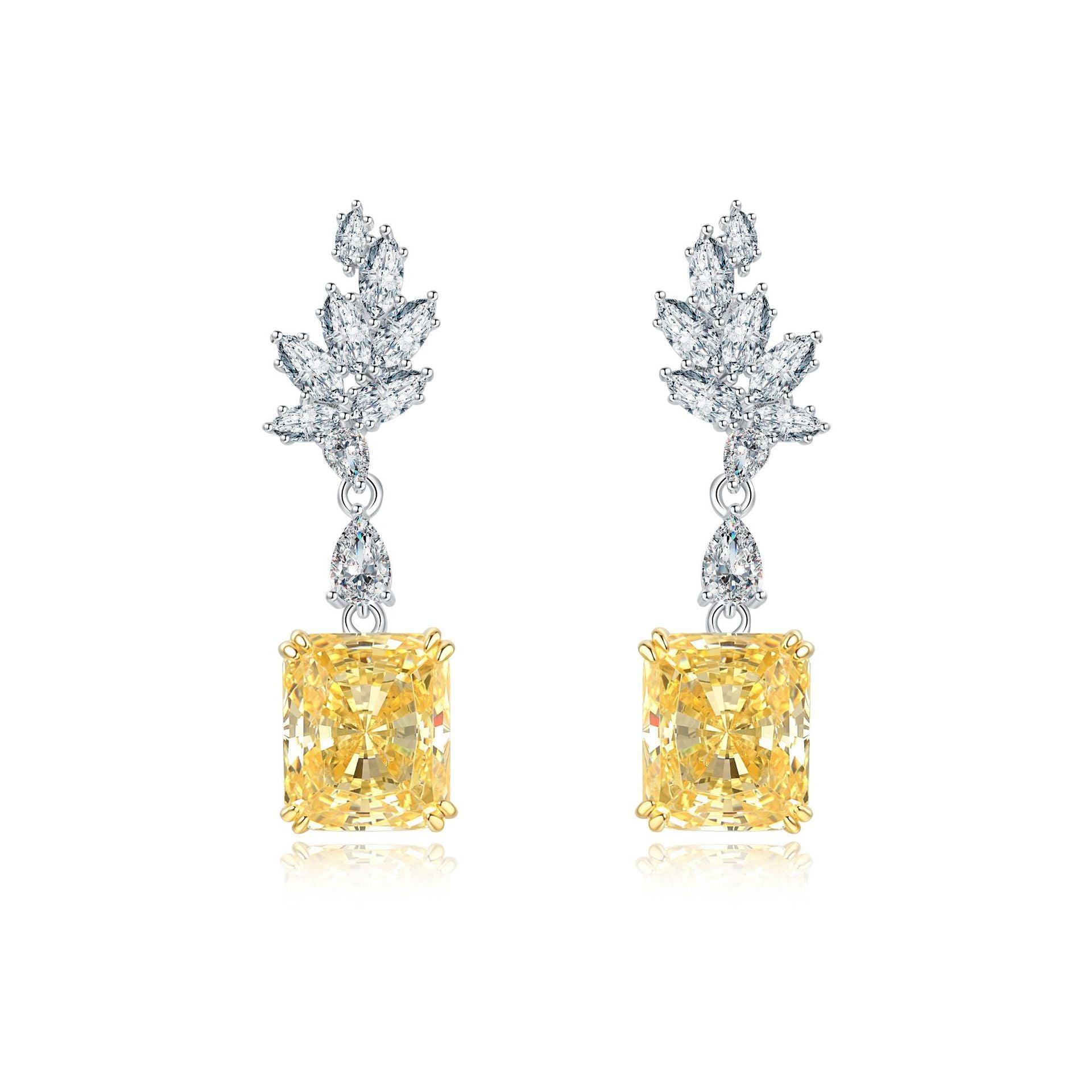 أقراط ماسية ريشة الزهرةEarringsمجوهرات ميون