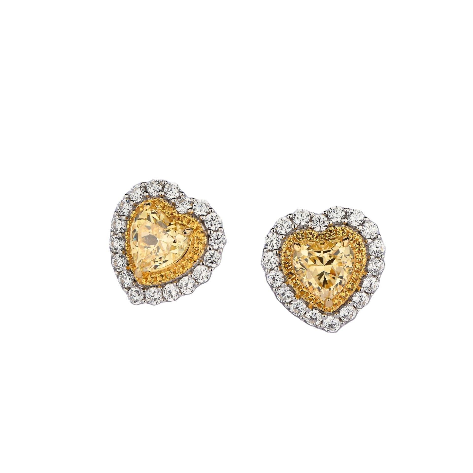 أقراط الماس الأصفر على شكل قلبEarringsمجوهرات ميون