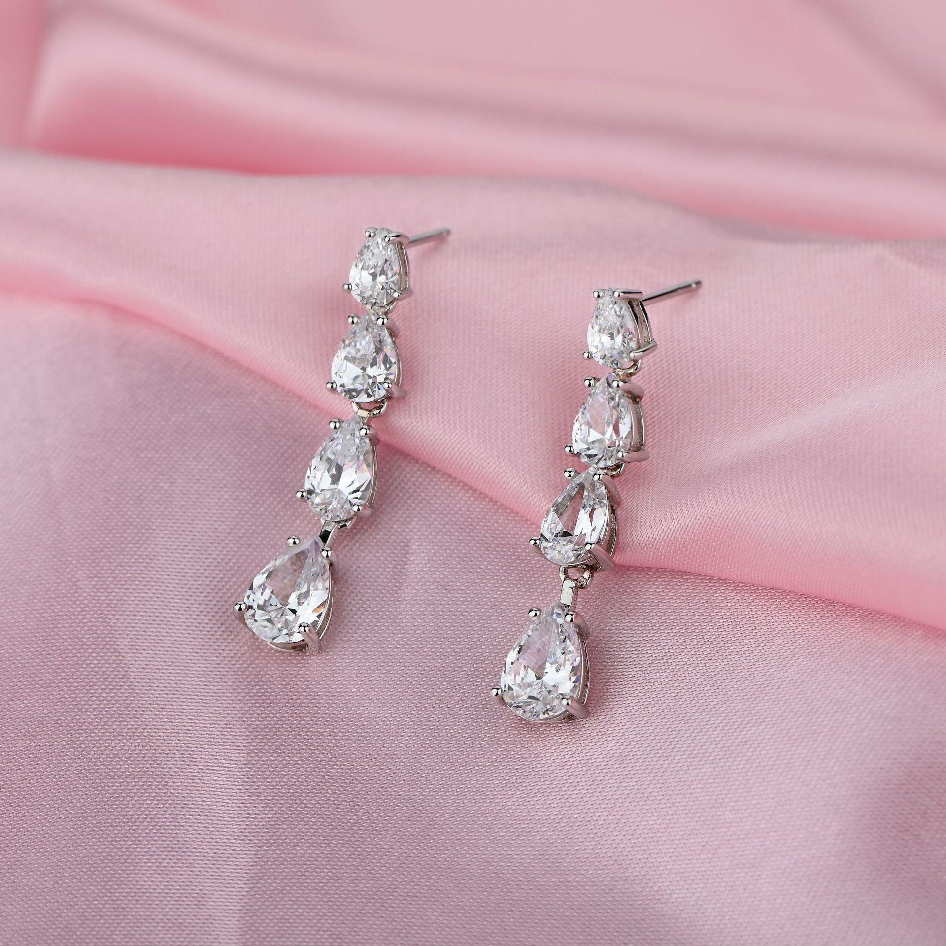 قرط ماسي بشكل سلسلة قطرة الماءEarringsمجوهرات ميون