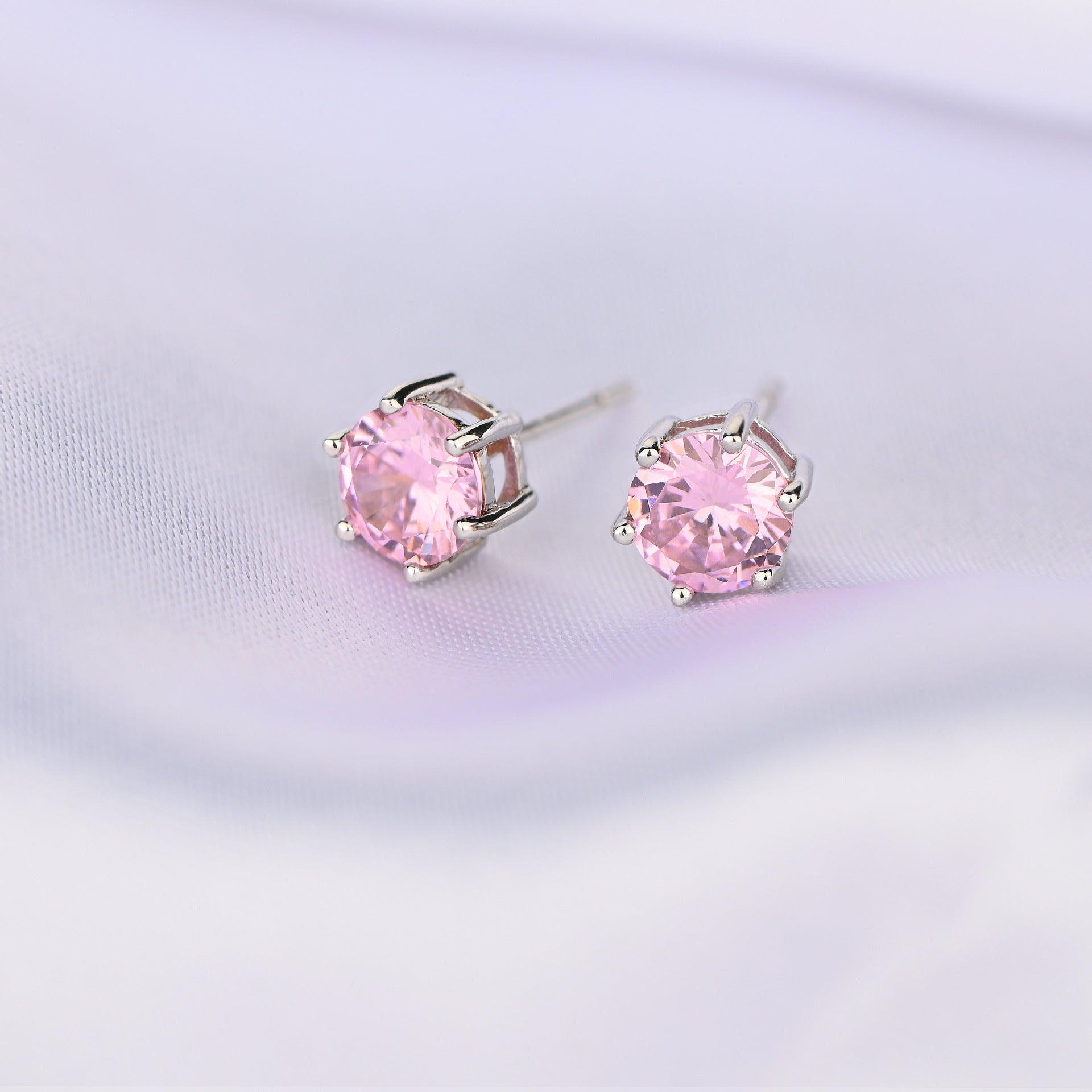 أقراط الزركون الورديEarringsمجوهرات ميون