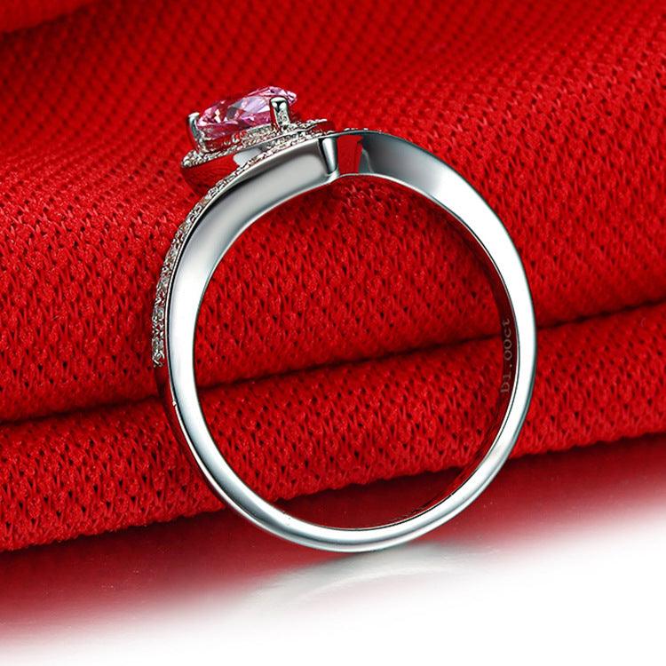 خاتم المويسانتي من الفضة عيار 925 مطلية بالذهب أبيض 18 قيراط على شكل قطرةRingsمجوهرات ميون