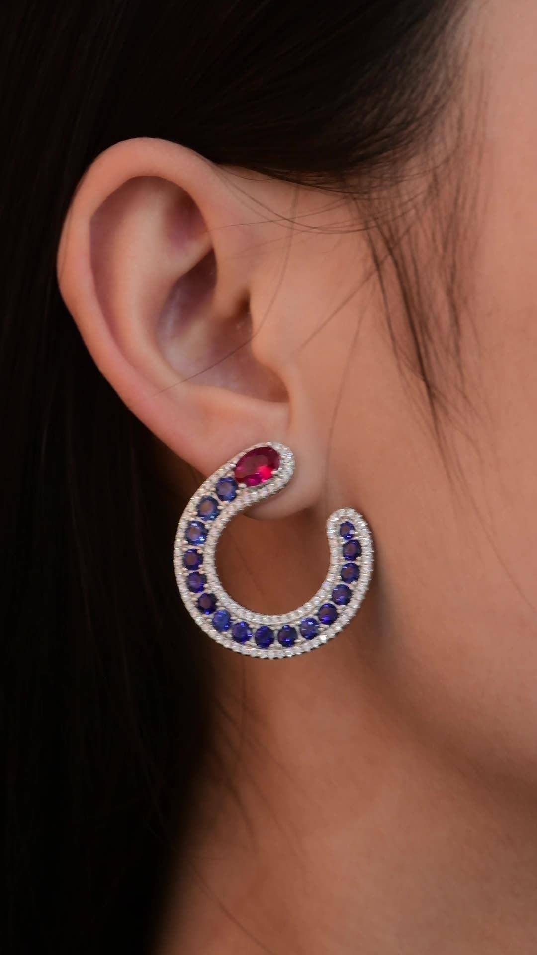 قرط فاخر فضة بشكل ثعبانEarringsمجوهرات ميون