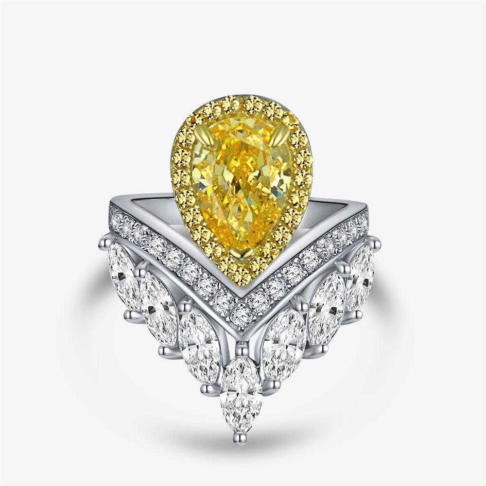 خاتم فاخر على شكل تاج  7 * 10 ألماس مويسانتيRingsمجوهرات ميون