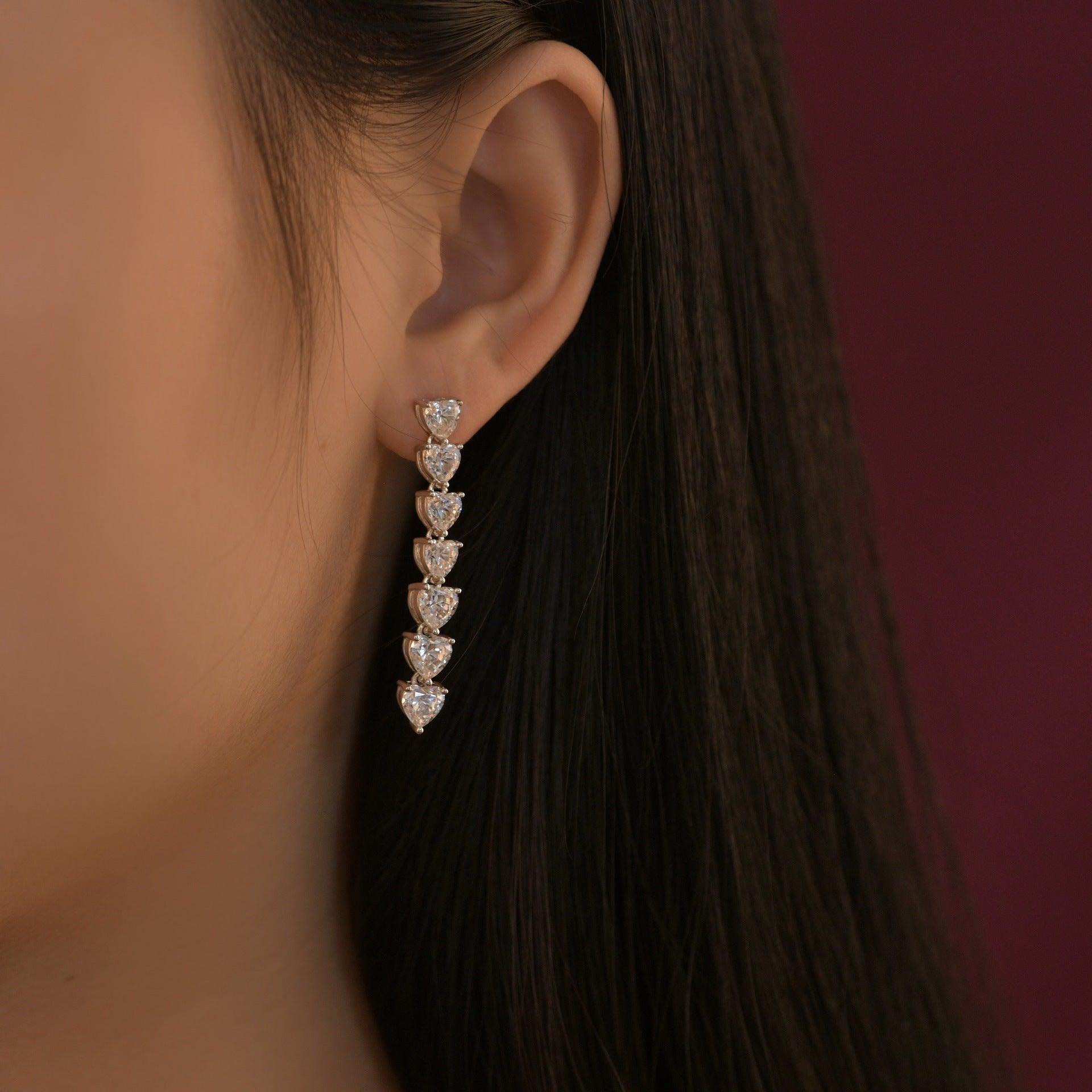 قرط الماسات القلوبEarringsمجوهرات ميون