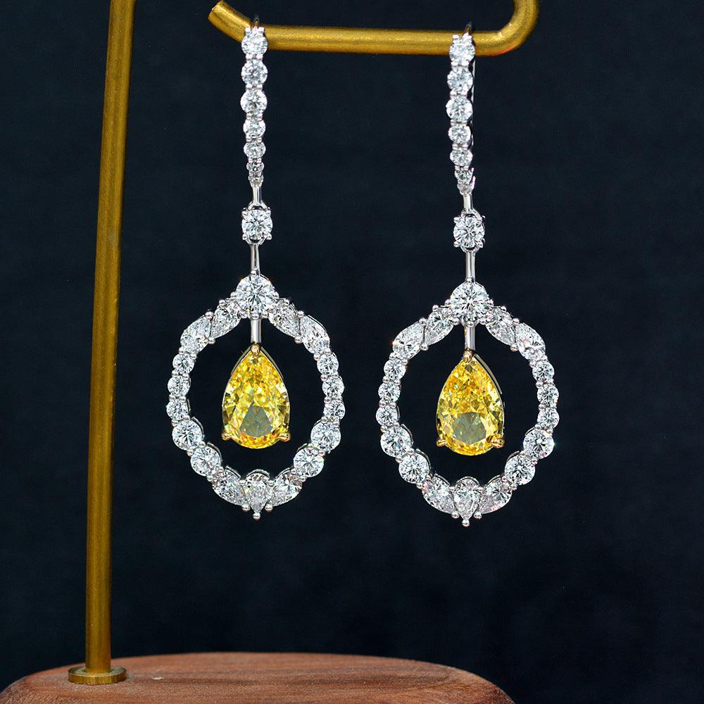 أقراط حلقة الماسة الصفراءEarringsمجوهرات ميون