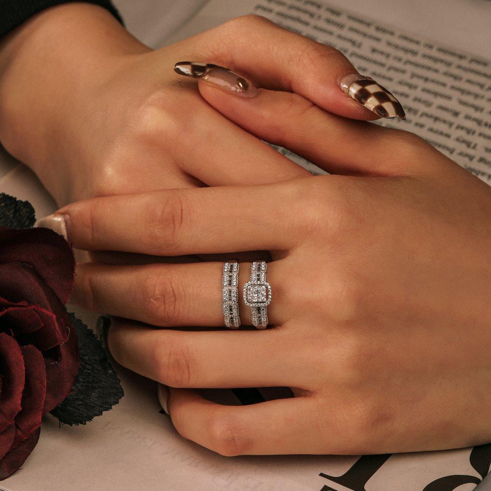 خاتم توينز فضة إسترليني شكل مربعاتRingsمجوهرات ميون