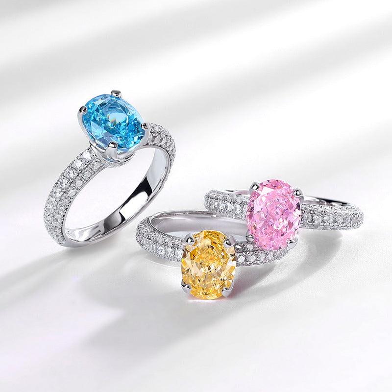 خاتم الماسي من الفضة بسيط على شكل بيضةRingsمجوهرات ميون