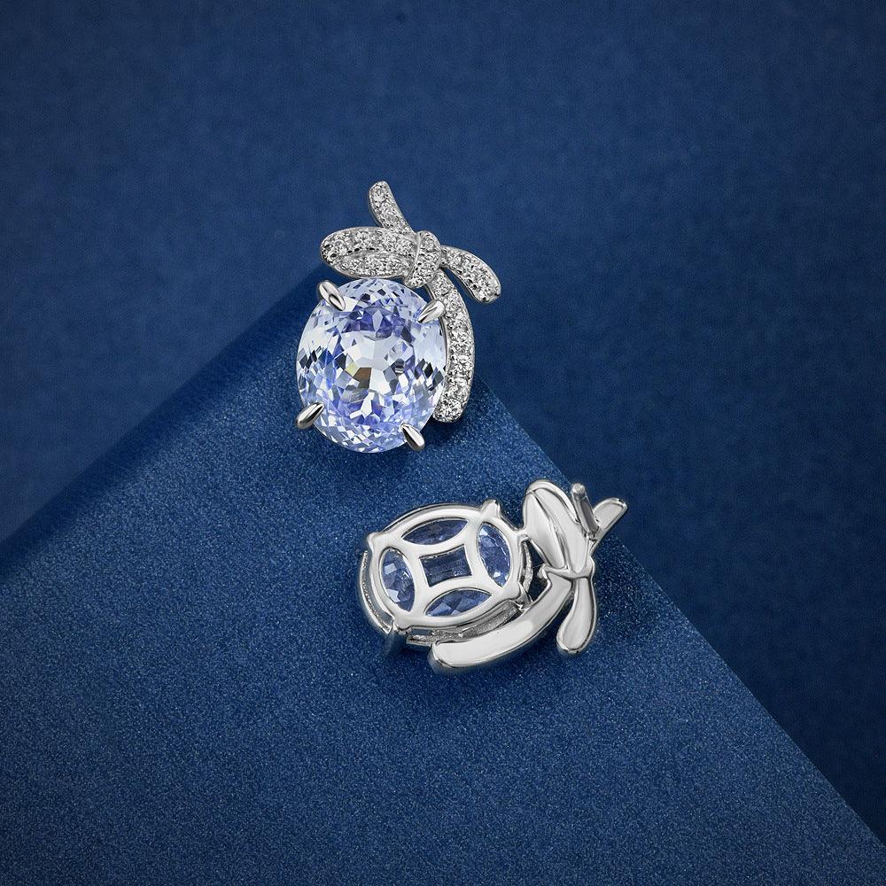 أقراط الماس اللوتس الأرجوانيEarringsمجوهرات ميون