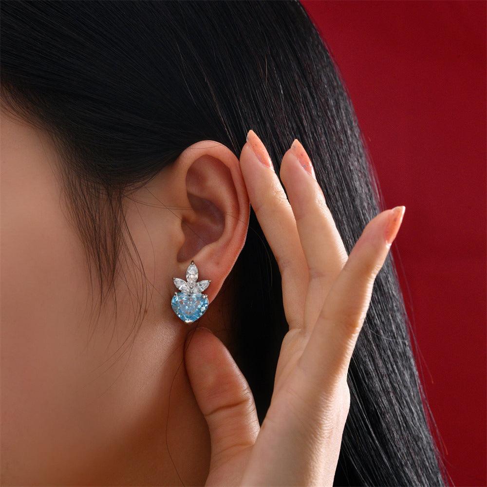 مجوهرات ميون2022 فضة على شكل قلب البحر الأزرقEarringsمجوهرات ميون