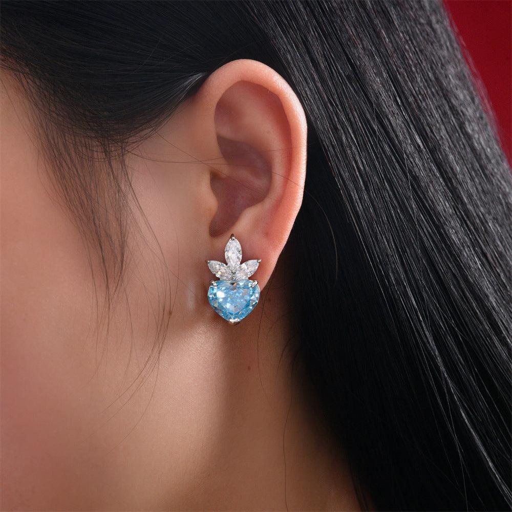 مجوهرات ميون2022 فضة على شكل قلب البحر الأزرقEarringsمجوهرات ميون