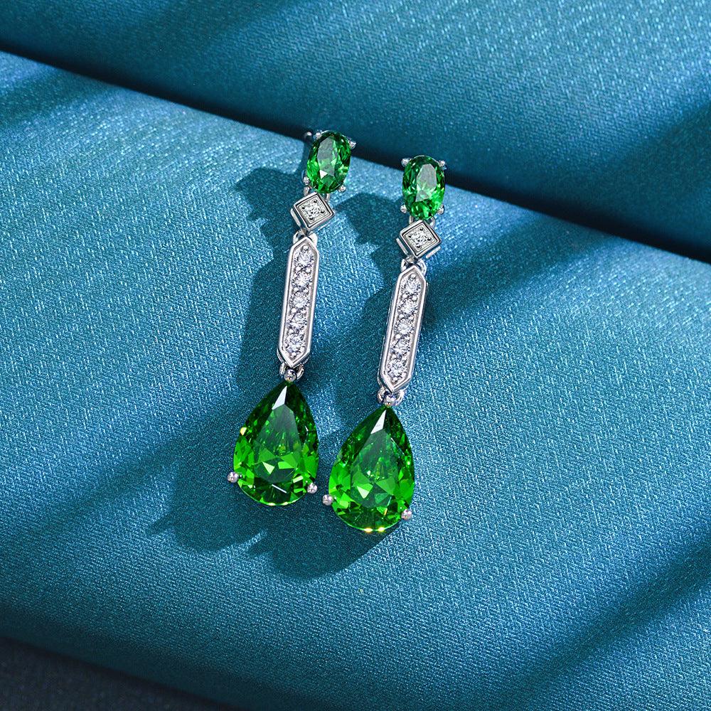 أقراط ماسية سلسلة الزمردEarringsمجوهرات ميون