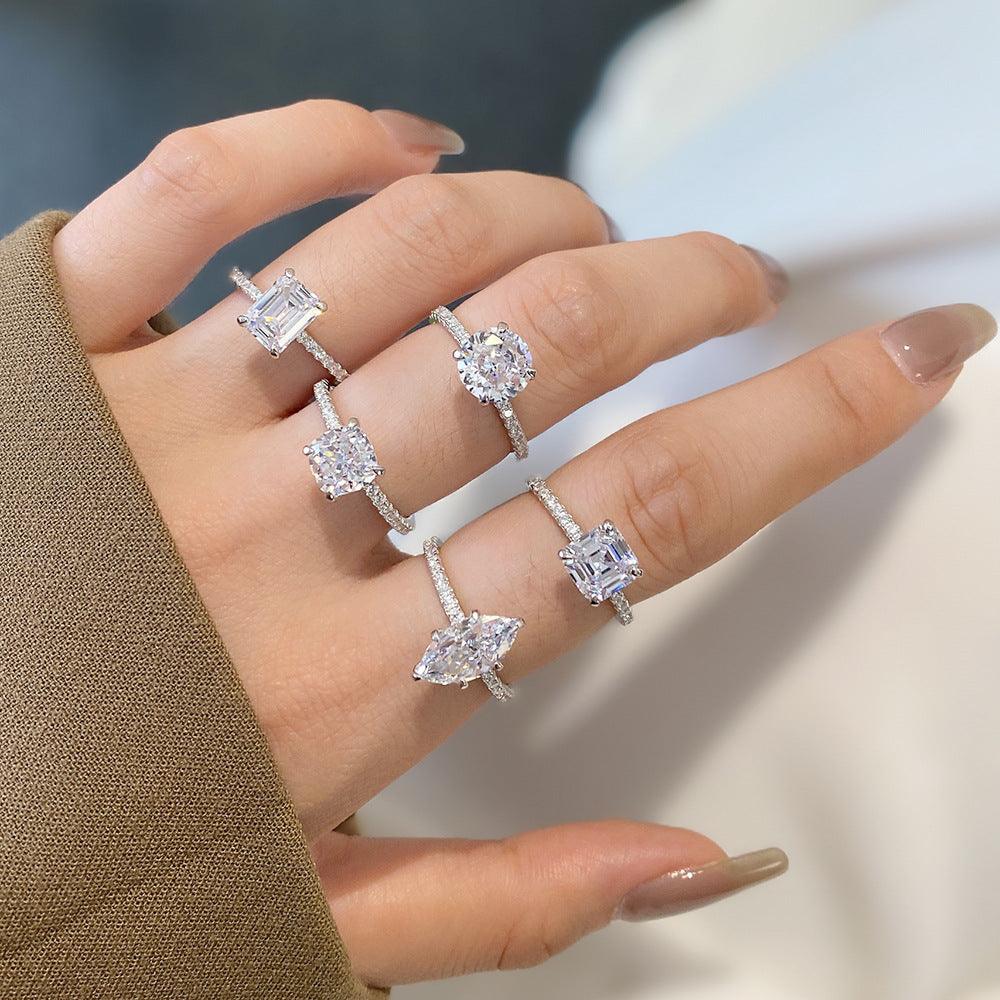 خواتم نسائية على طراز فرنسي لألماس عالي الكربونRingsمجوهرات ميون