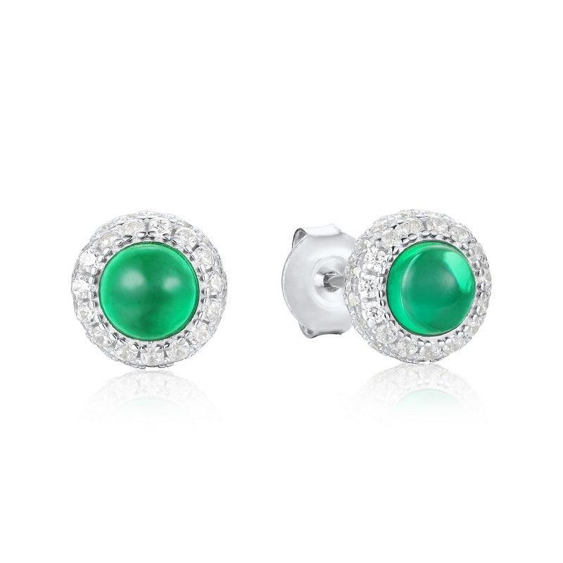 فضة أقراط الزمرد المستديرةEarringsمجوهرات ميون