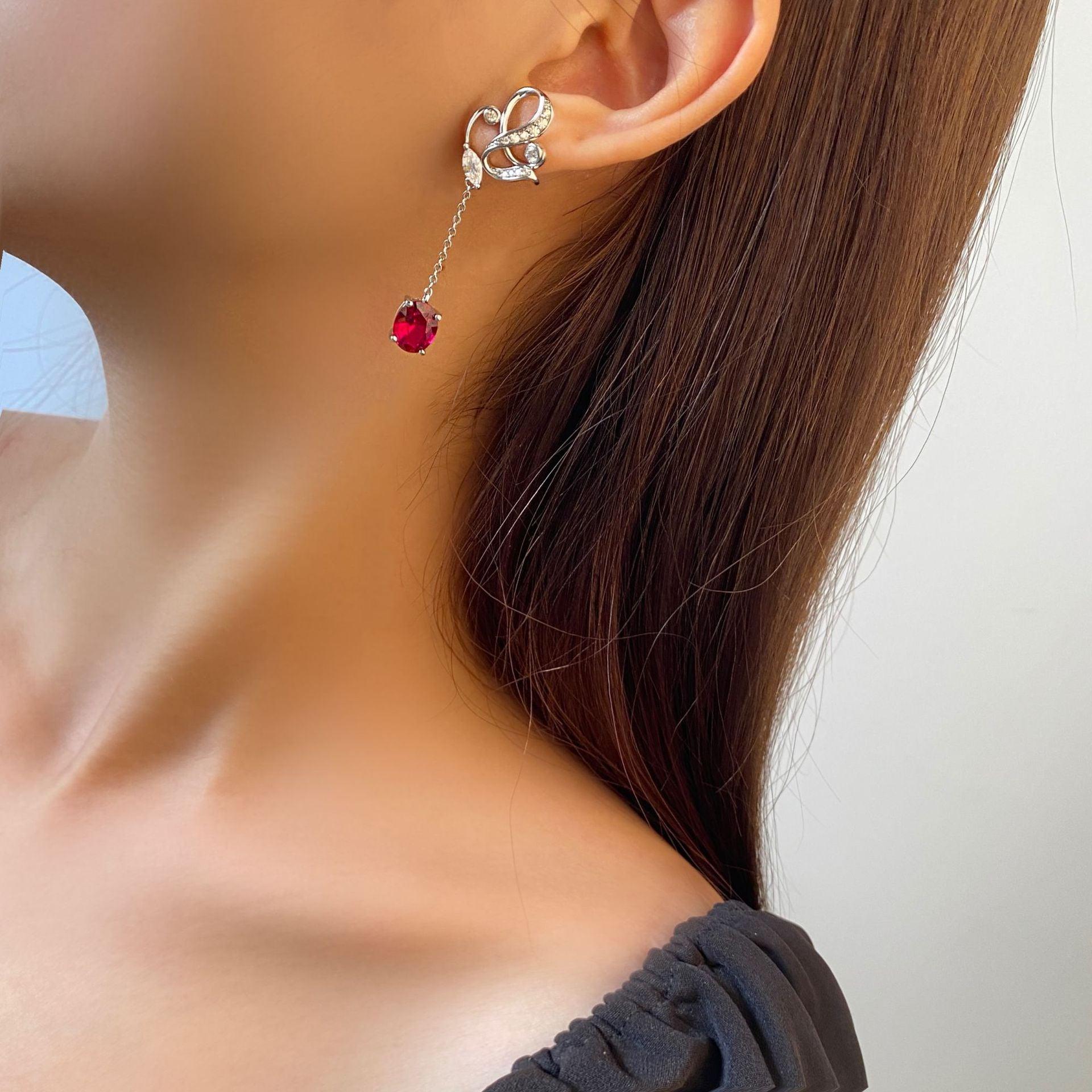 أقراط حمامة الدم الحمراءEarringsمجوهرات ميون