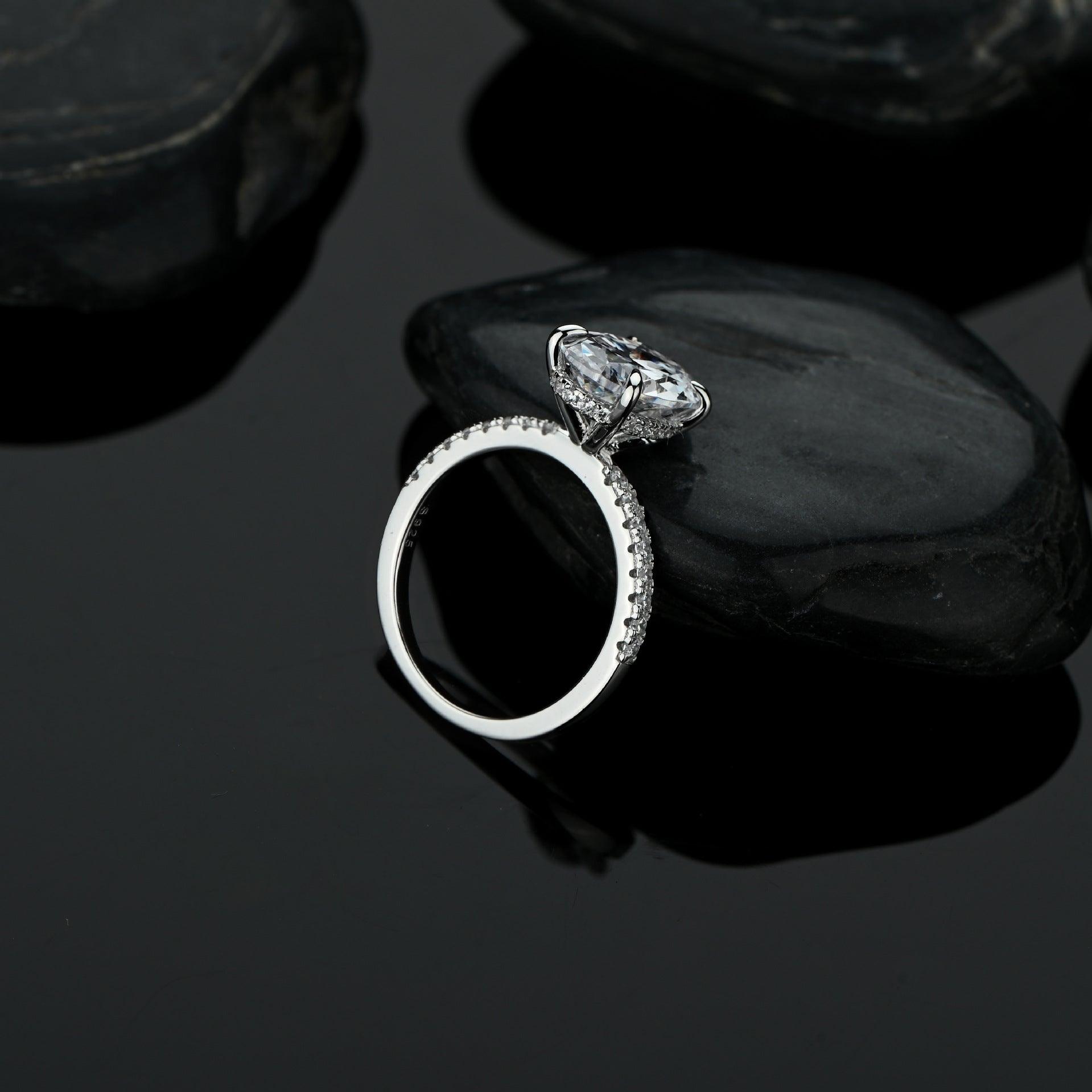 خاتم خطوبة فضة إسترليني مرصع بألماسRingsمجوهرات ميون