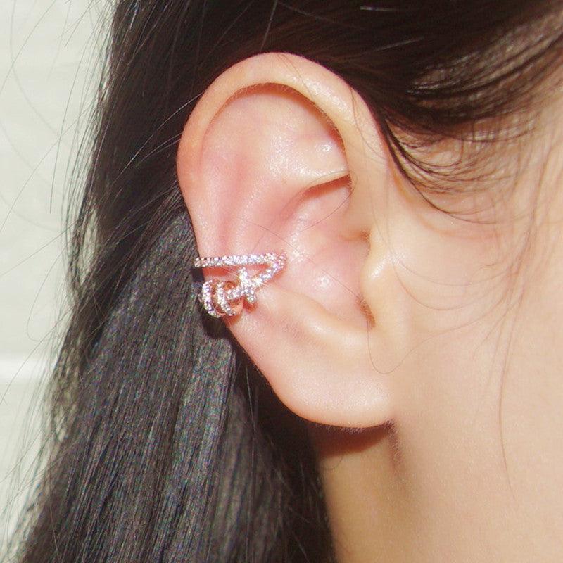 مشبك أذن متعدد الدوائر بدون فتحات أذن مرصعة بالماس  قطعتينEarringsمجوهرات ميون