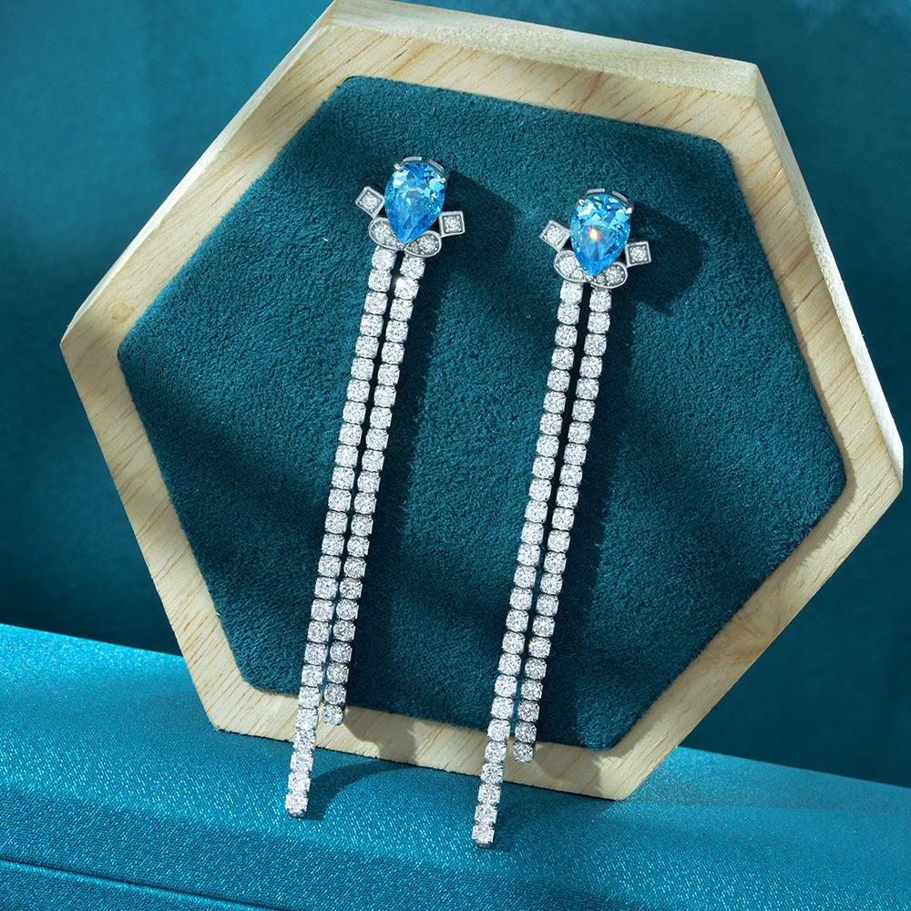 قرط البحر الأزرق طويلEarringsمجوهرات ميون