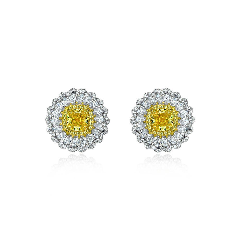 أقراط ديزي صفراء مرصعة بالكربون والألماسEarringsمجوهرات ميون