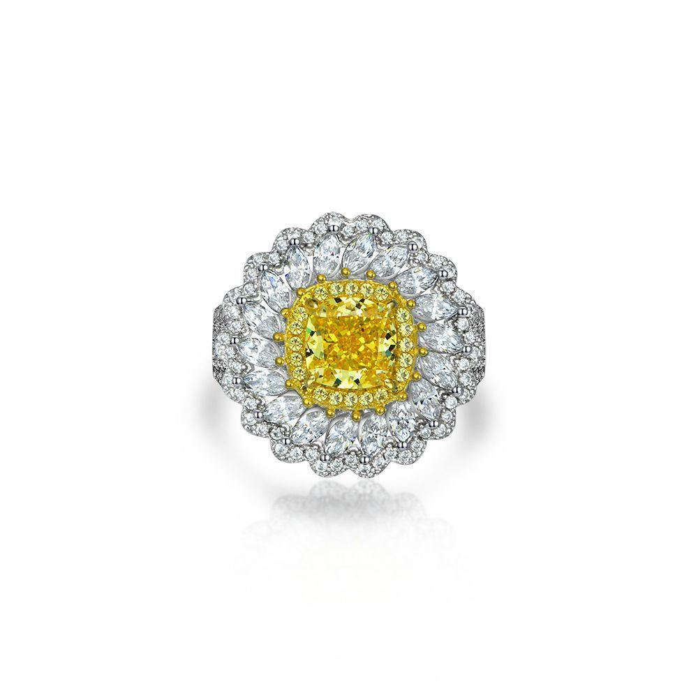 خاتم أقحوان من الفضة والالماسRingsمجوهرات ميون