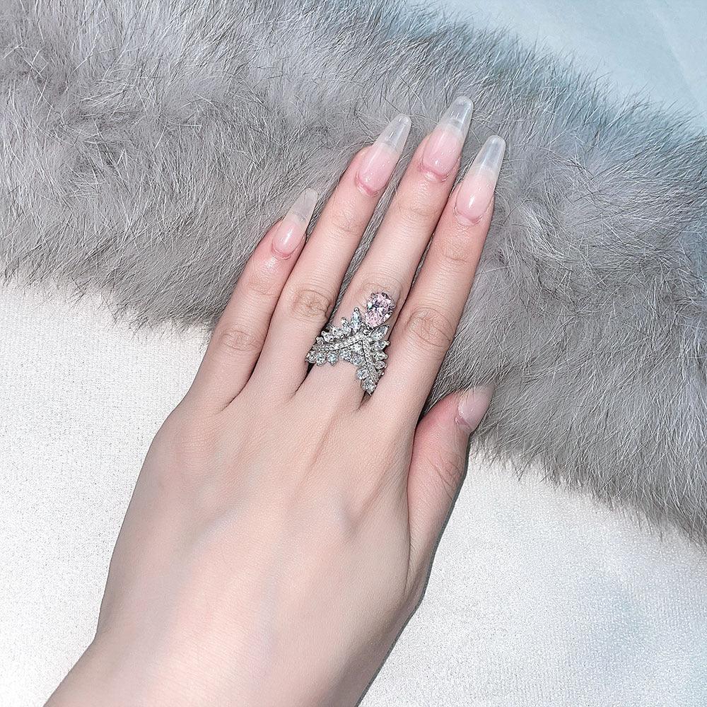 خاتم فضة مرصع ألماس تاجيRingsمجوهرات ميون