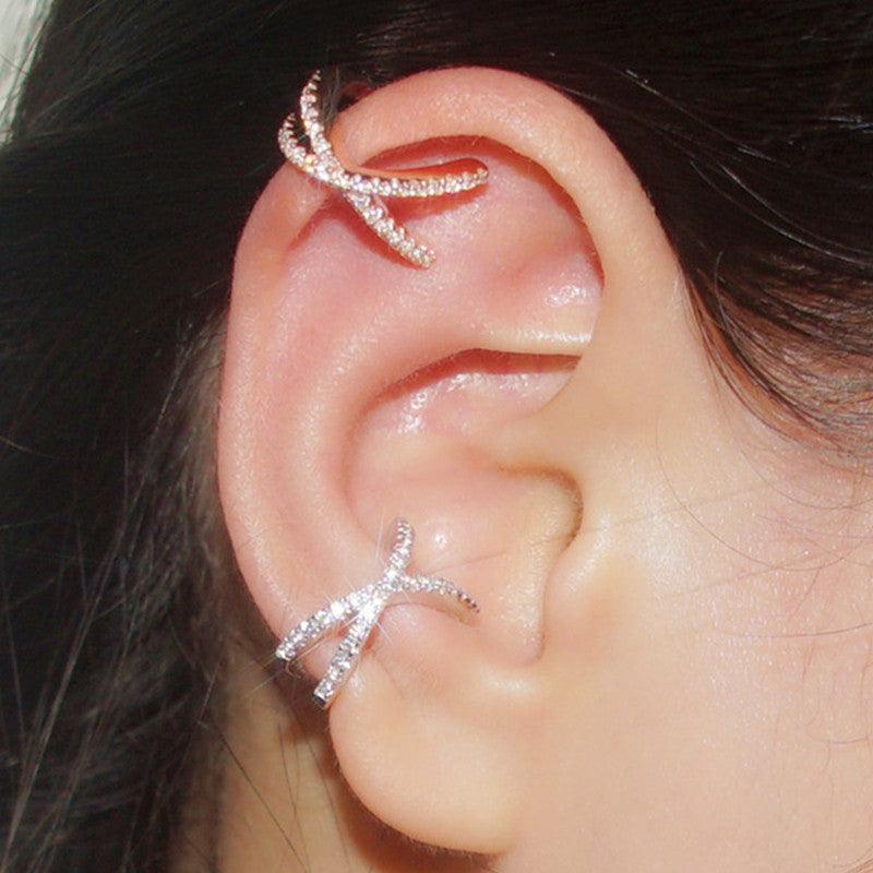 مشبك أذن بدون ثقب مرصع بالألماس قطعتينEarringsمجوهرات ميون