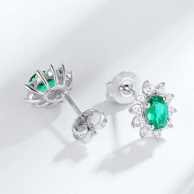أقراط الزمرد الأنثوية تصميم رقيق أوروبيEarringsمجوهرات ميون