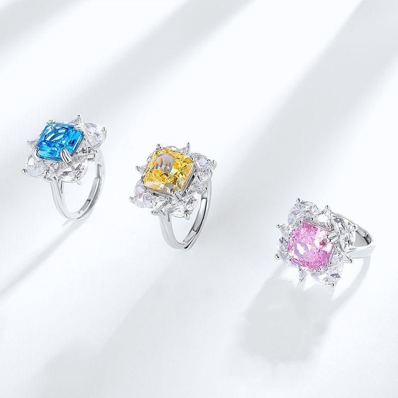 خاتم  زهرة الجليد الماس 12ct مربع 10 * 10Ringsمجوهرات ميون