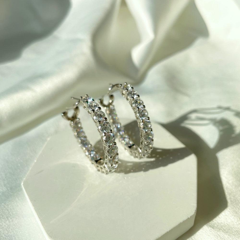 أقراط دائرية من الفضية الاسترليني مرصعEarringsمجوهرات ميون