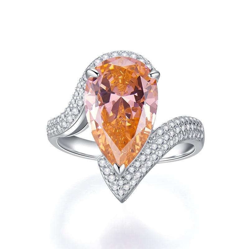 خاتم  قطرة الماء الفاخر مرصع على شكل كمثرىRingsمجوهرات ميون