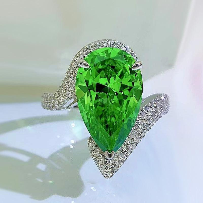 خاتم  قطرة الماء الفاخر مرصع على شكل كمثرىRingsمجوهرات ميون